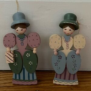 Vintage Wooden Victorian Doll Ornaments